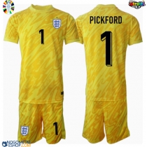 Otroški Nogometni dresi Anglija Jordan Pickford #1 Vratar Gostujoči EP 2024 Kratek Rokav (+ Kratke hlače)